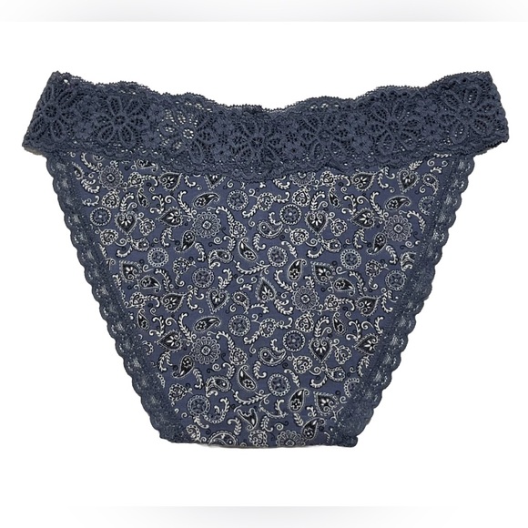 New SO Intimates cotton and lace bikini panties size S Blue Bandana Print. - Picture 2 of 2